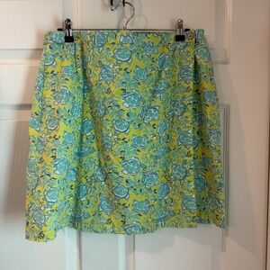 Moka Sport Floral Sea Turtle Wrap Skort Skirt Green Blue White Cotton Size 16